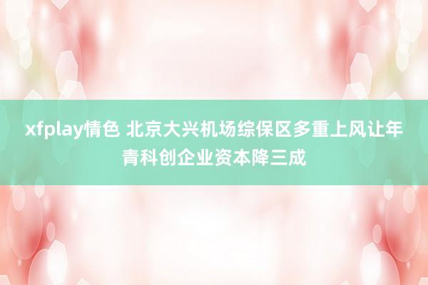 xfplay情色 北京大兴机场综保区多重上风让年青科创企业资本降三成