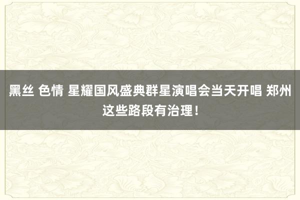 黑丝 色情 星耀国风盛典群星演唱会当天开唱 郑州这些路段有治理！