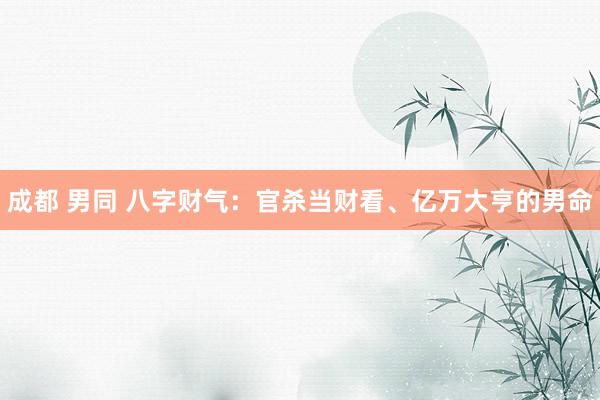 成都 男同 八字财气：官杀当财看、亿万大亨的男命