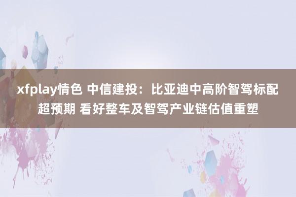 xfplay情色 中信建投：比亚迪中高阶智驾标配超预期 看好整车及智驾产业链估值重塑