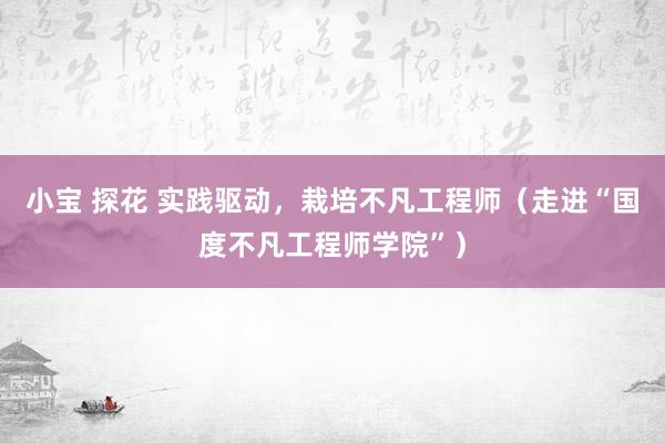 小宝 探花 实践驱动，栽培不凡工程师（走进“国度不凡工程师学院”）
