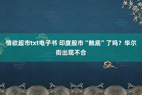 情欲超市txt电子书 印度股市“触底”了吗？华尔街出现不合