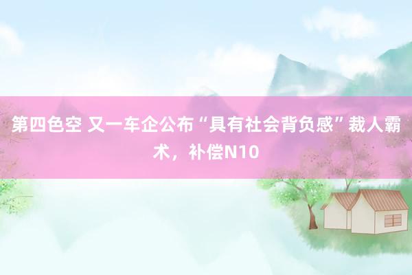 第四色空 又一车企公布“具有社会背负感”裁人霸术，补偿N10