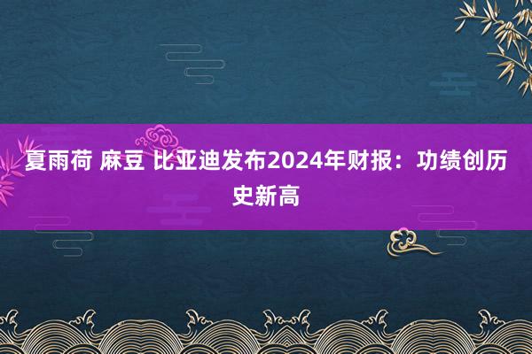 夏雨荷 麻豆 比亚迪发布2024年财报：功绩创历史新高