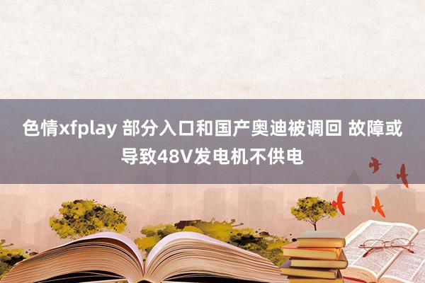 色情xfplay 部分入口和国产奥迪被调回 故障或导致48V发电机不供电