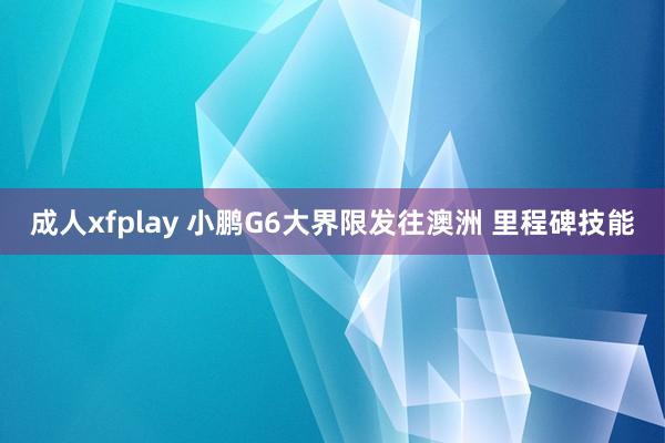 成人xfplay 小鹏G6大界限发往澳洲 里程碑技能