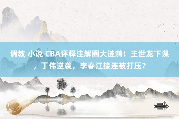 调教 小说 CBA评释注解圈大涟漪！王世龙下课，丁伟逆袭，李春江接连被打压？