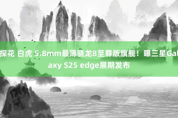 探花 白虎 5.8mm最薄骁龙8至尊版旗舰！曝三星Galaxy S25 edge展期发布