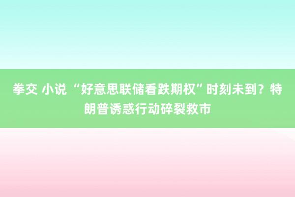 拳交 小说 “好意思联储看跌期权”时刻未到？特朗普诱惑行动碎裂救市