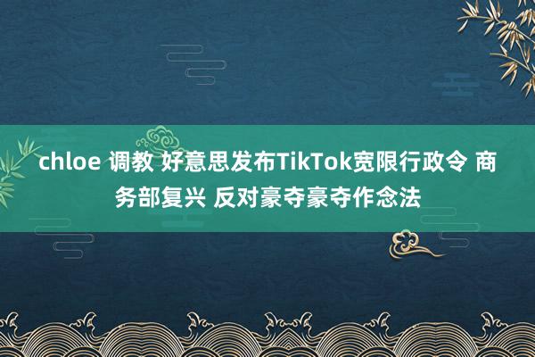 chloe 调教 好意思发布TikTok宽限行政令 商务部复兴 反对豪夺豪夺作念法
