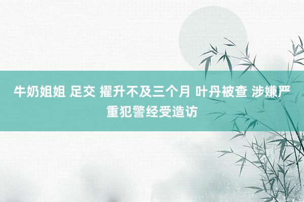 牛奶姐姐 足交 擢升不及三个月 叶丹被查 涉嫌严重犯警经受造访