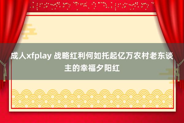 成人xfplay 战略红利何如托起亿万农村老东谈主的幸福夕阳红