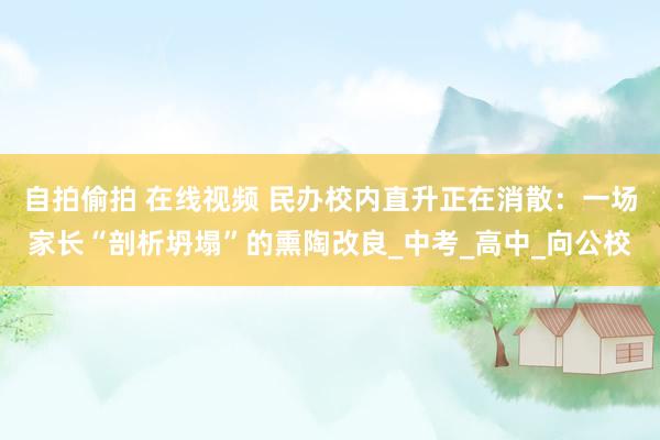 自拍偷拍 在线视频 民办校内直升正在消散：一场家长“剖析坍塌”的熏陶改良_中考_高中_向公校