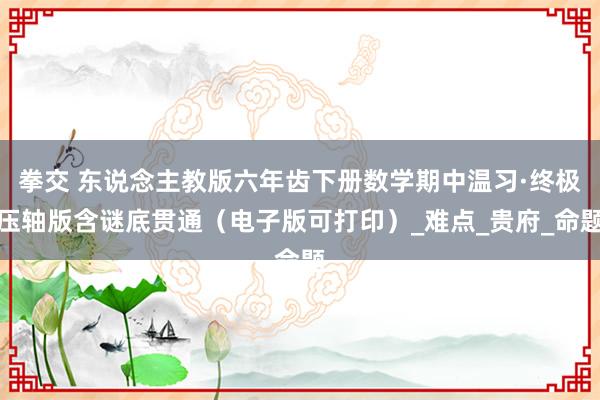 拳交 东说念主教版六年齿下册数学期中温习·终极压轴版含谜底贯通（电子版可打印）_难点_贵府_命题
