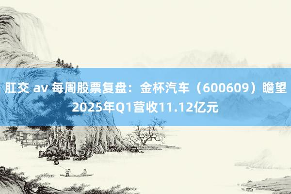 肛交 av 每周股票复盘：金杯汽车（600609）瞻望2025年Q1营收11.12亿元