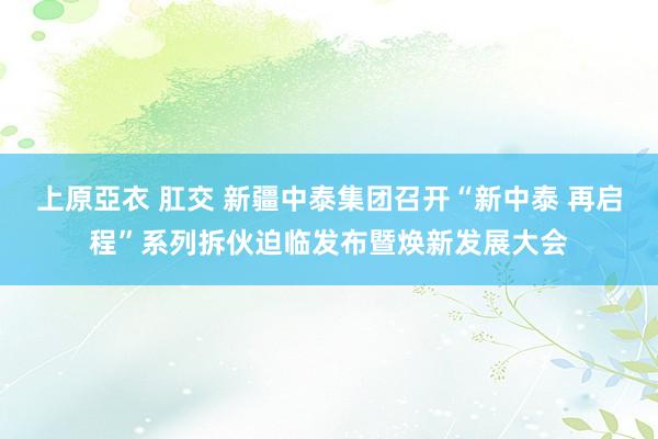 上原亞衣 肛交 新疆中泰集团召开“新中泰 再启程”系列拆伙迫临发布暨焕新发展大会
