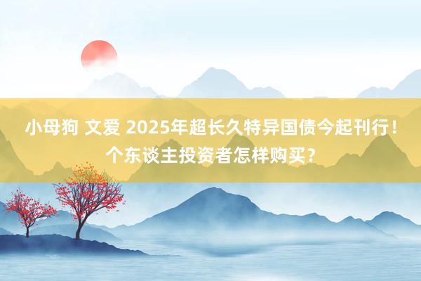 小母狗 文爱 2025年超长久特异国债今起刊行！个东谈主投资者怎样购买？